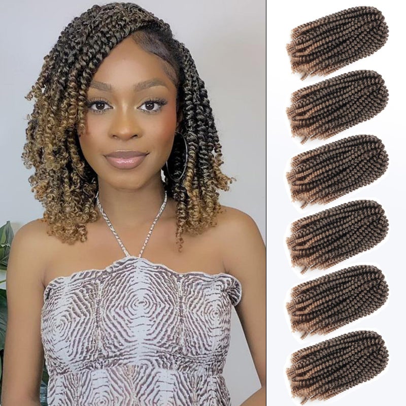 ROKTRESS Spring Twist Hair 8 Inch Spring Twist Crochet Hair 6 Packs Braiding Hair For Butterfly Locs Soft Locs Low Temperature Synthetic Fiber Fluffy Hair Extensions (8 Inch,T27) - Image 1